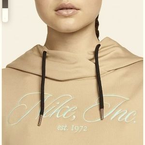 Nike Inc Vintage Cropped Hoodie Gym Training Beige Blue | Women Size Small S NEW